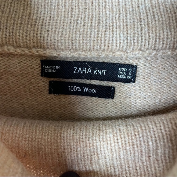 Zara Mock Neck Tunic Sweater Wool Long Sleeve Size Small Front Pockets - Picture 7 of 8